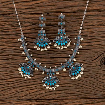 Peacock Necklace With Oxidised Plating