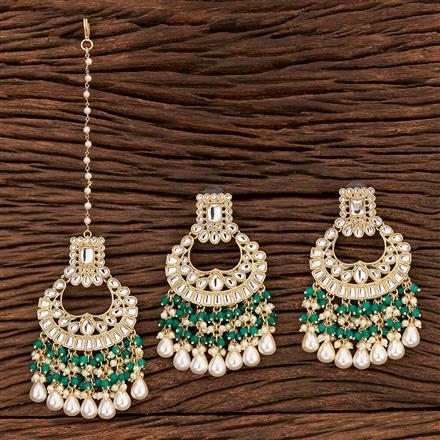 Indo Western Chand Earring Tikka With Gold Plating