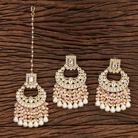 Indo Western Chand Earring Tikka With Gold Plating