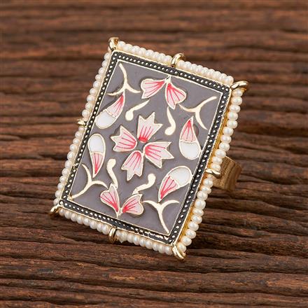 Indo Western Meenakari Ring With Gold Plating