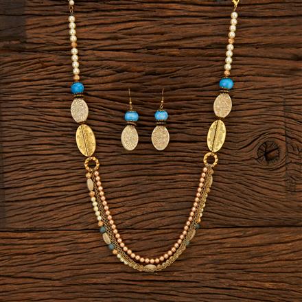 Indo Western Long Necklace With Mehndi Plating
