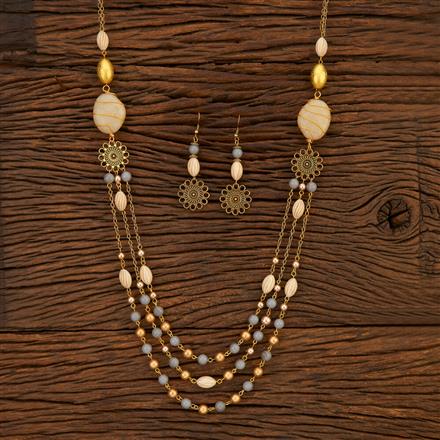 Indo Western Long Necklace With Mehndi Plating