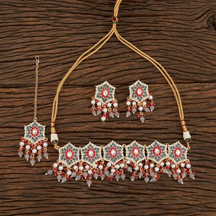 Indo Western Meenakari Necklace With Gold Plating