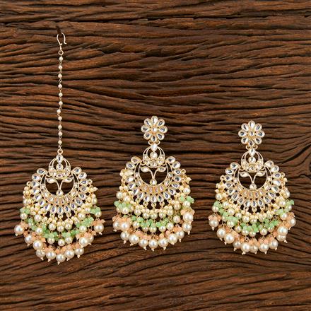 Indo Western Chand Earring Tikka With Gold Plating
