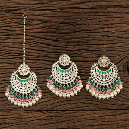 Indo Western Meenakari Earring Tikka With Gold Plating