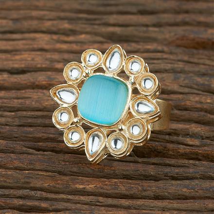 Indo Western Stone Ring With Gold Plating