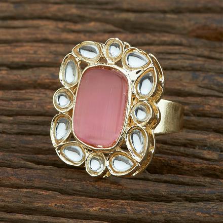 Indo Western Stone Ring With Gold Plating