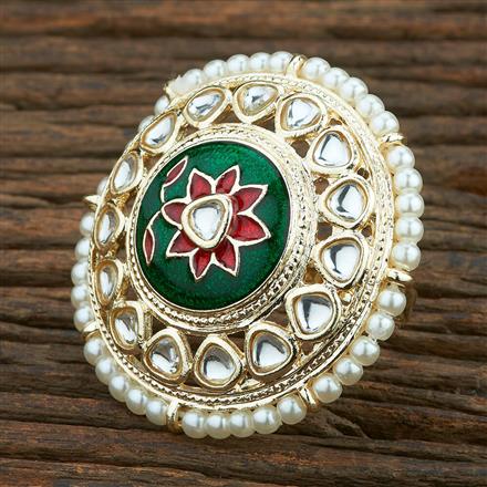 Indo Western Meenakari Ring With Gold Plating