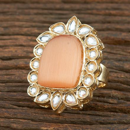 Indo Western Stone Ring With Gold Plating