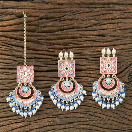 Indo Western Meenakari Earring Tikka With Gold Plating