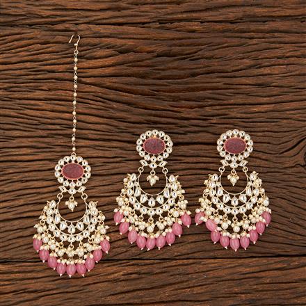Indo Western Chand Earring Tikka With Gold Plating