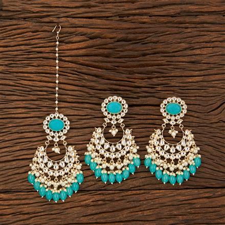 Indo Western Chand Earring Tikka With Gold Plating