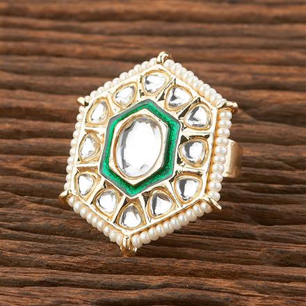 Indo Western Meenakari Ring With Gold Plating