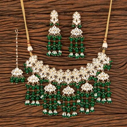 Indo Western Beads Necklace With Gold Plating