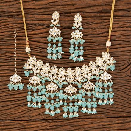 Indo Western Beads Necklace With Gold Plating