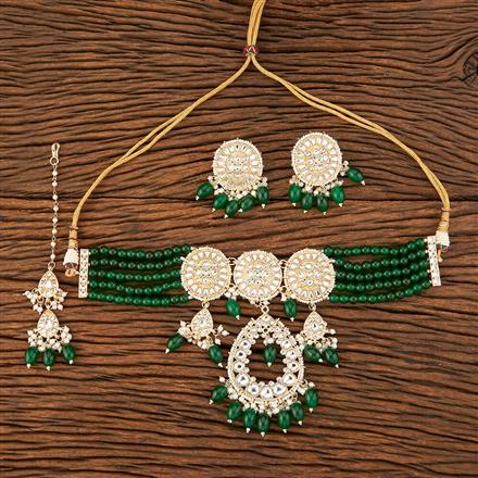 Indo Western Beads Necklace With Gold Plating