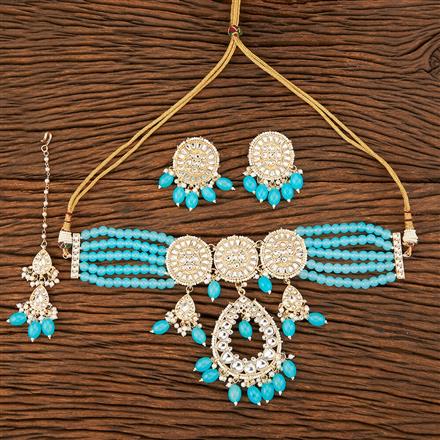 Indo Western Beads Necklace With Gold Plating