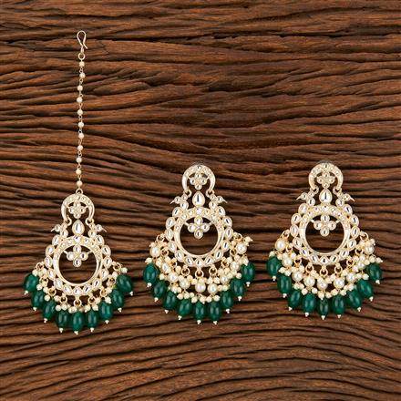 Indo Western Beads Earring Tikka With Gold Plating