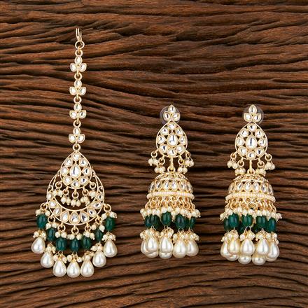 Indo Western Beads Earring Tikka With Gold Plating