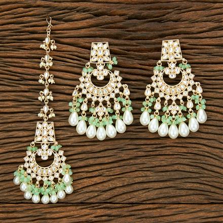 Indo Western Chand Earring Tikka With Gold Plating