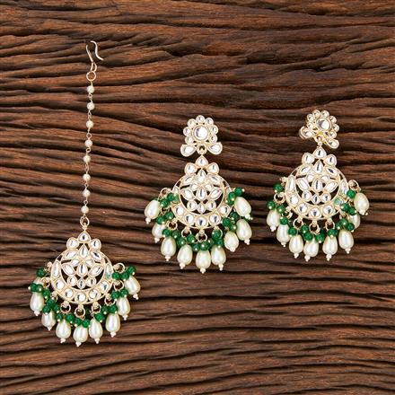 Indo Western Chand Earring Tikka With Gold Plating