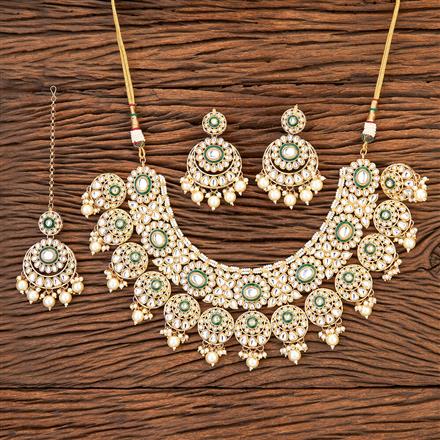 Indo Western Beads Necklace With Gold Plating