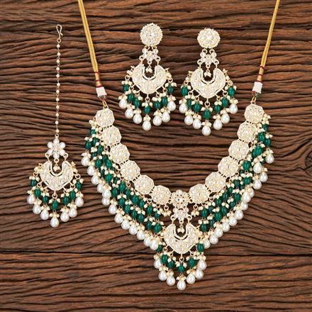 Indo Western Beads Necklace With Gold Plating