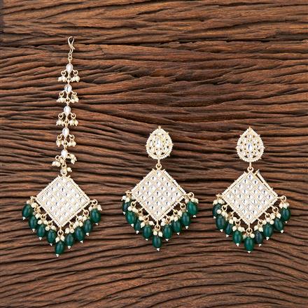 Indo Western Beads Earring Tikka With Gold Plating