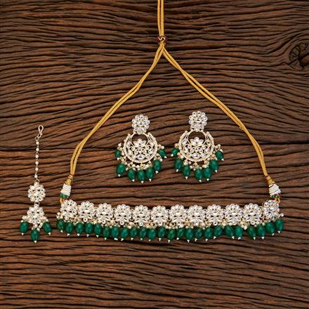 Indo Western Beads Necklace With Gold Plating