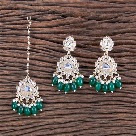 Indo Western Beads Earring Tikka With Gold Plating