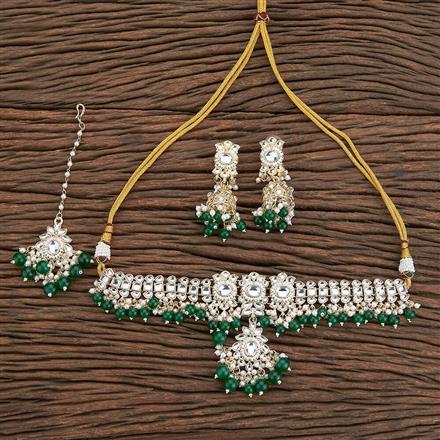 Indo Western Beads Necklace With Gold Plating
