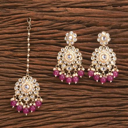 Indo Western Beads Earring Tikka With Gold Plating