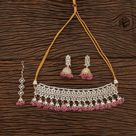 Indo Western Stone Necklace With Gold Plating