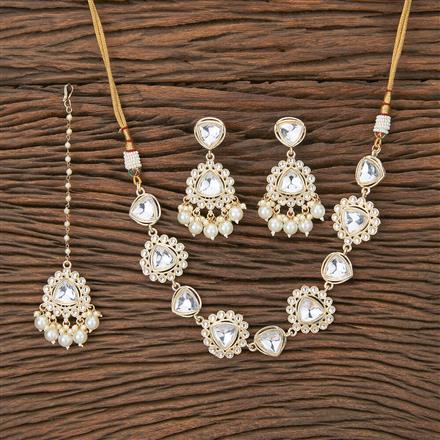 Indo Western Moti Necklace Set With Gold Plating