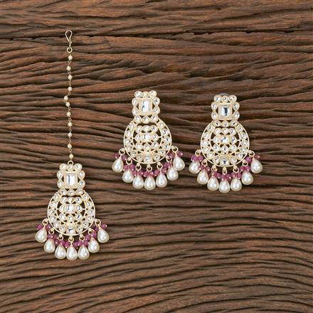Indo Western Chand Earring Tikka With Gold Plating