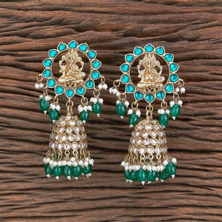 Indo Western Temple Earring With Mehndi Plating