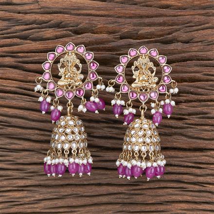 Indo Western Temple Earring With Mehndi Plating
