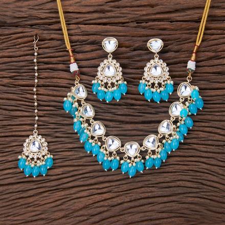 Indo Western Beads Necklace With Gold Plating