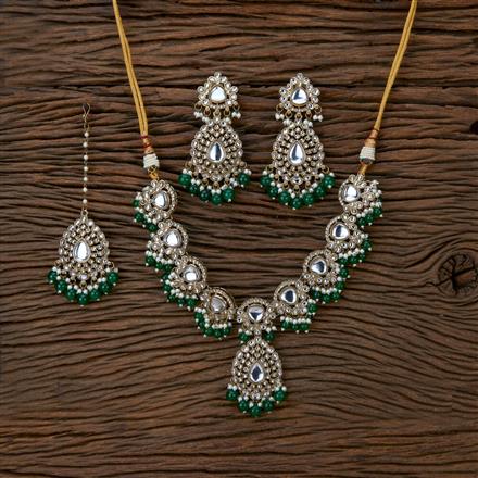Indo Western Kundan Necklace With Mehndi Plating