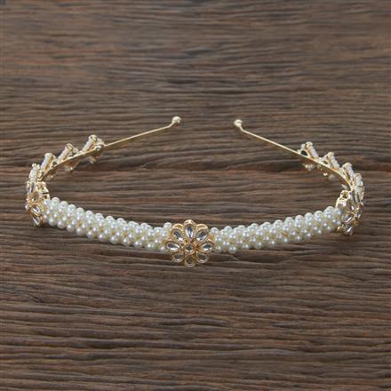 Indo Western Pearl Hair Band With Gold Plating