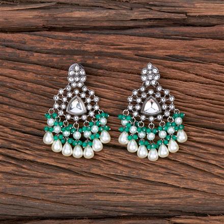 Indo Western Pearl Earring With Black Plating