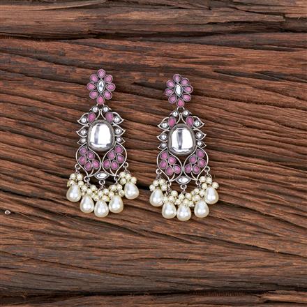 Indo Western Pearl Earring With Oxidised Plating