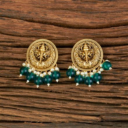 Indo Western Temple Earring With Matte Gold Plating