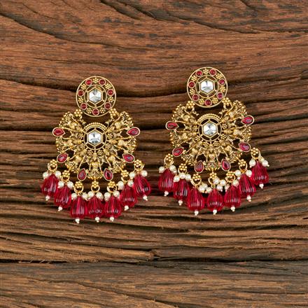 Indo Western Temple Earring With Matte Gold Plating