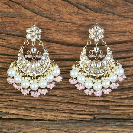 Indo Western Moti Earring With Mehndi Plating