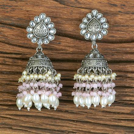 Indo Western Pearl Earring With Oxidised Plating