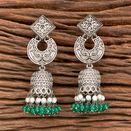 Indo Western Peacock Earring With Oxidised Plating