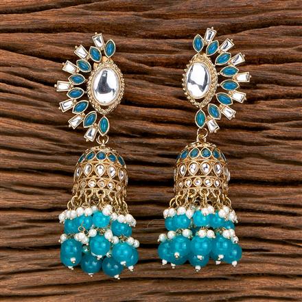 Indo Western Beads Earring With Mehndi Plating