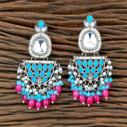 Indo Western Beads Earring With Oxidised Plating