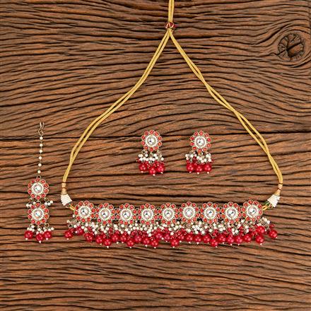 Indo Western Beads Necklace With Mehndi Plating